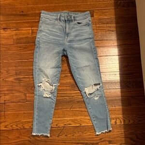 American Eagle Distressed Cropped Jegging - Light Blue
